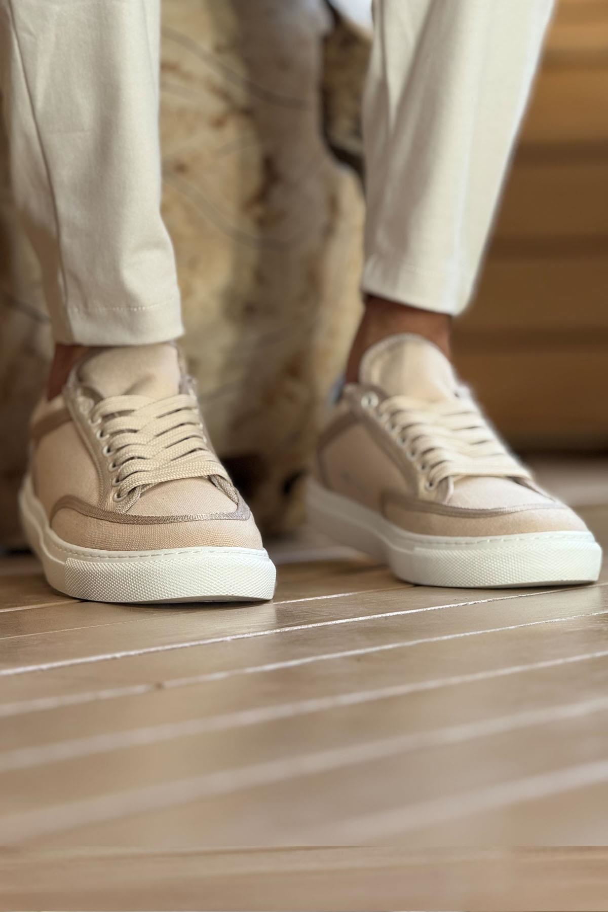 ZR-2505 Casual Keten Günlük Erkek Ayakkabı Bej