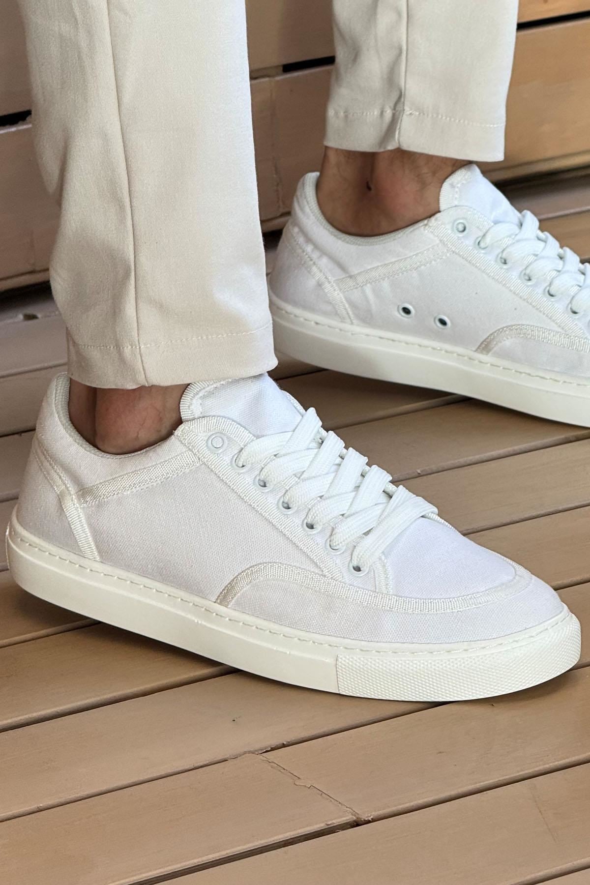 ZR-2505 Casual Keten Günlük Erkek Ayakkabı Beyaz