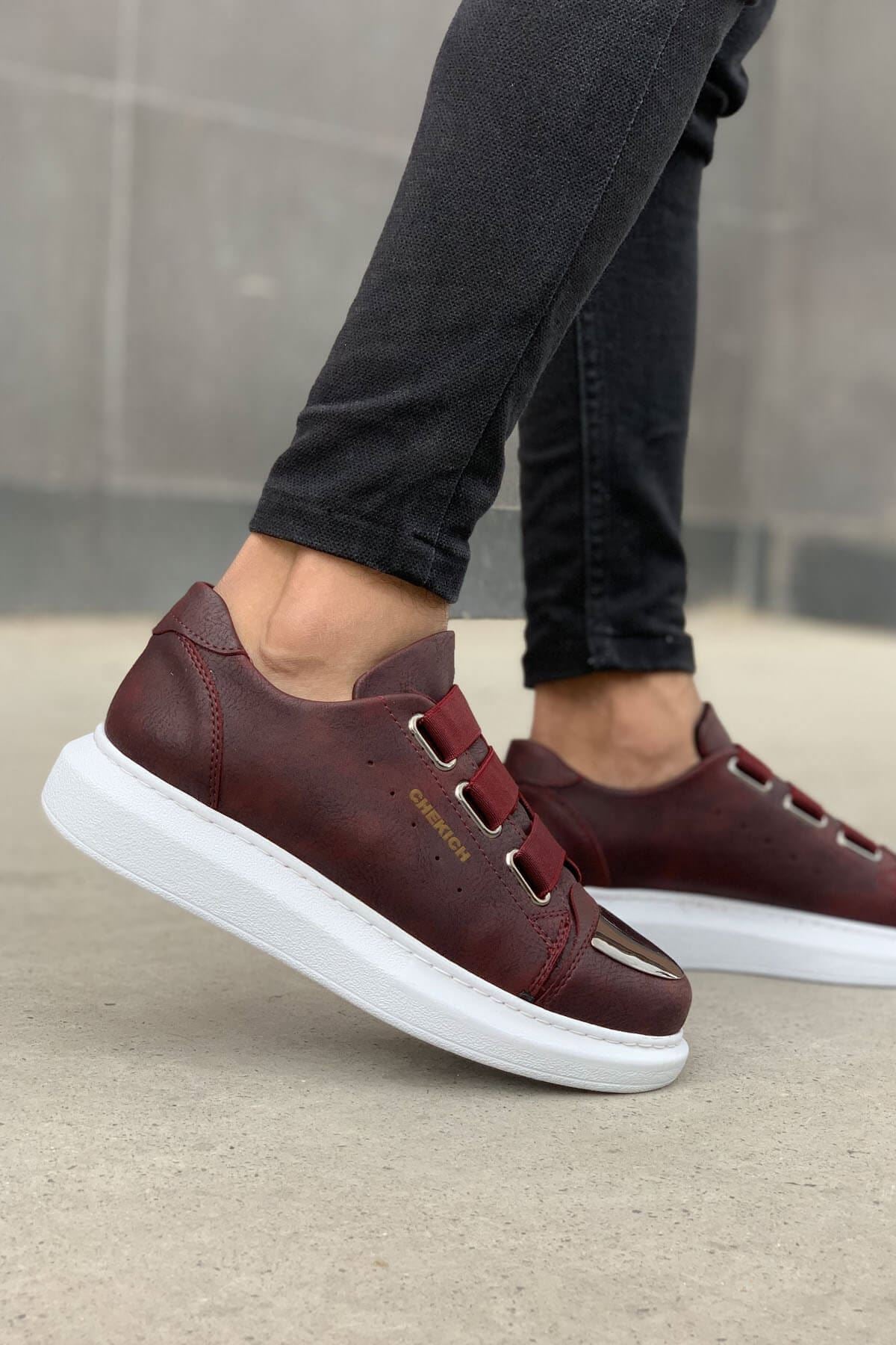 CBT Mirror Premium Kalite Lastikli Erkek Spor Ayakkabı Bordo
