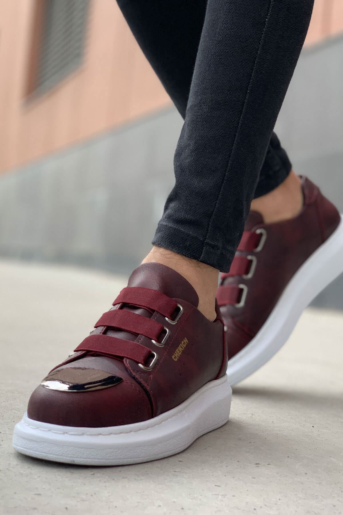CBT Mirror Premium Kalite Lastikli Erkek Spor Ayakkabı Bordo