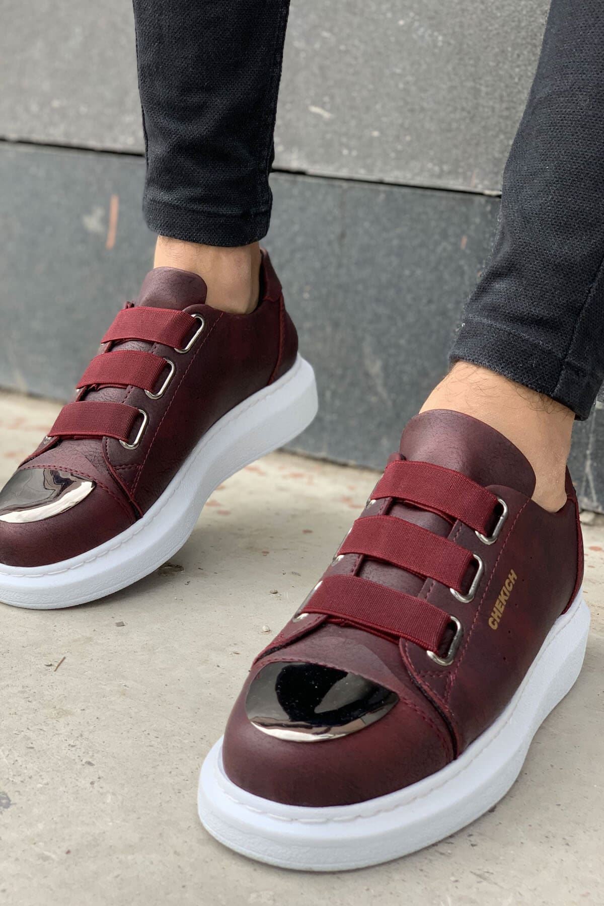 CBT Mirror Premium Kalite Lastikli Erkek Spor Ayakkabı Bordo