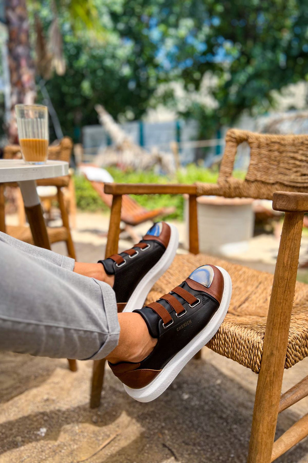 Mironte Premium Comfort Lastikli Erkek Spor Ayakkabı Siyah Taba