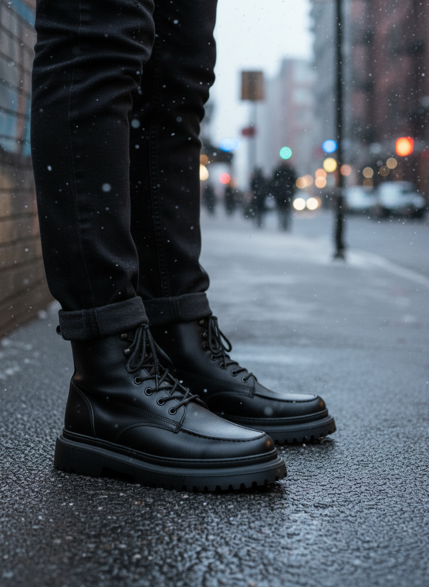 ZRC2529 Premium Bağcıklı Su Geçirmez Kışlık Erkek Bot Siyah