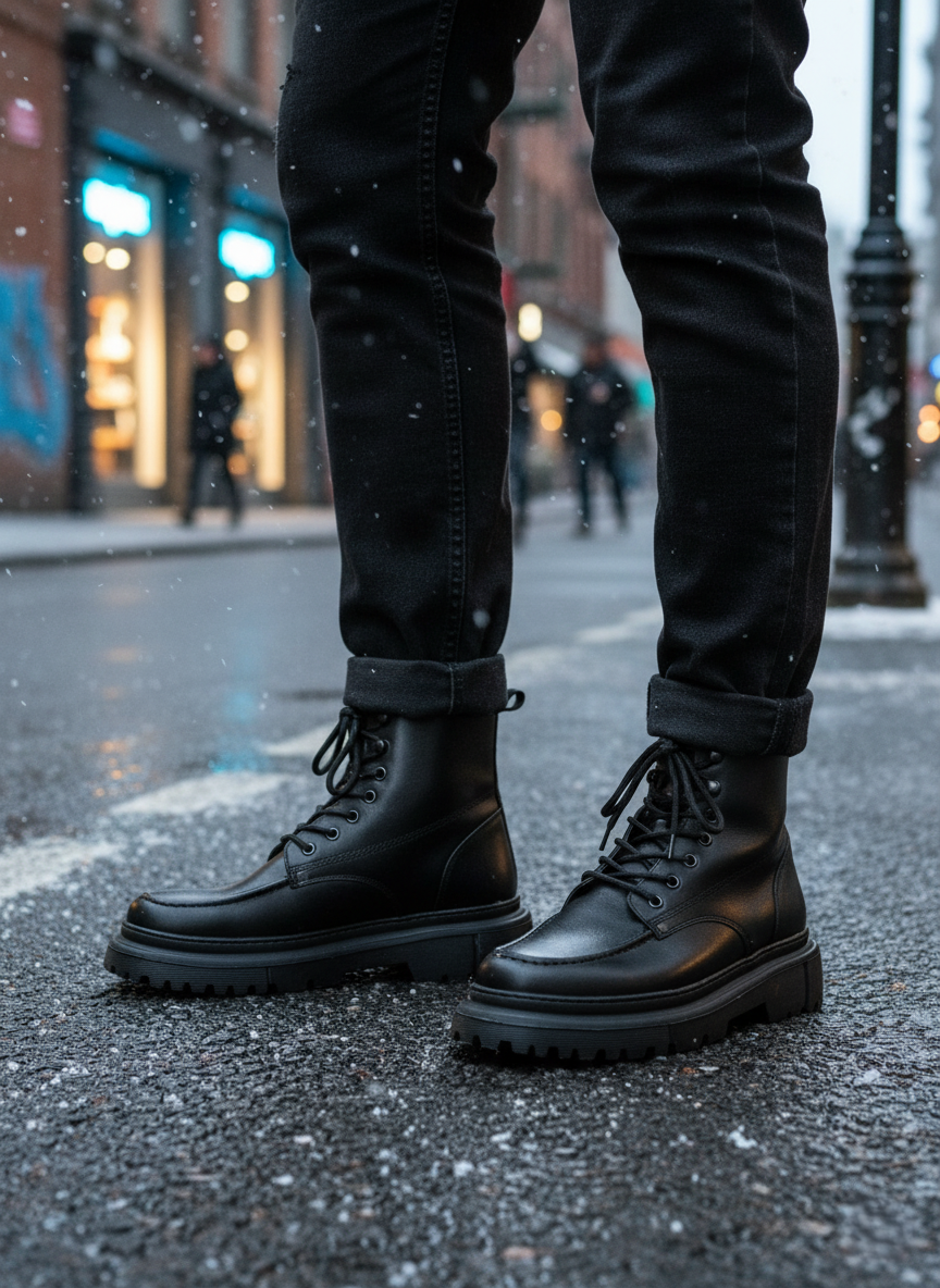 ZRC2529 Premium Bağcıklı Su Geçirmez Kışlık Erkek Bot Siyah