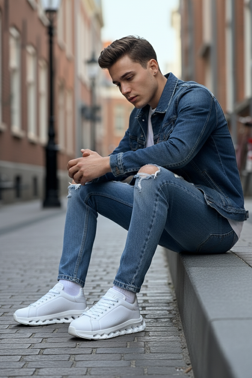 ZRC2533 Premium Özel Taban Erkek Beyaz Sneaker