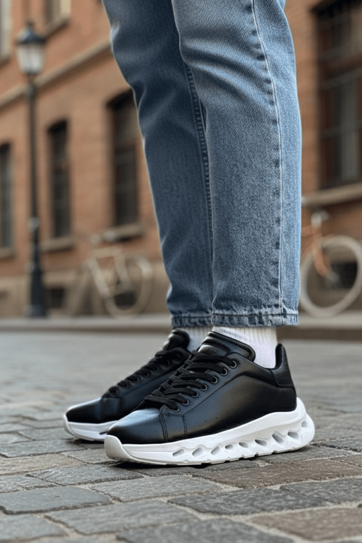 ZRC2533 Premium Özel Taban Erkek Siyah Sneaker