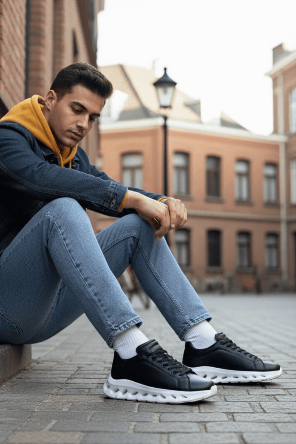 ZRC2533 Premium Özel Taban Erkek Siyah Sneaker