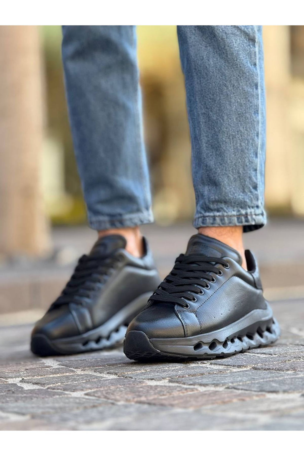 ZRC2533 Premium Özel Taban Erkek Siyah Sneaker