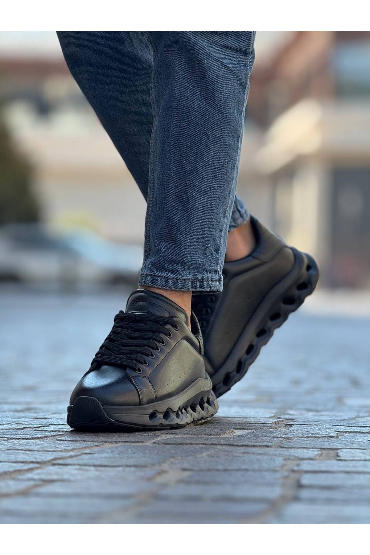 ZRC2533 Premium Özel Taban Erkek Siyah Sneaker