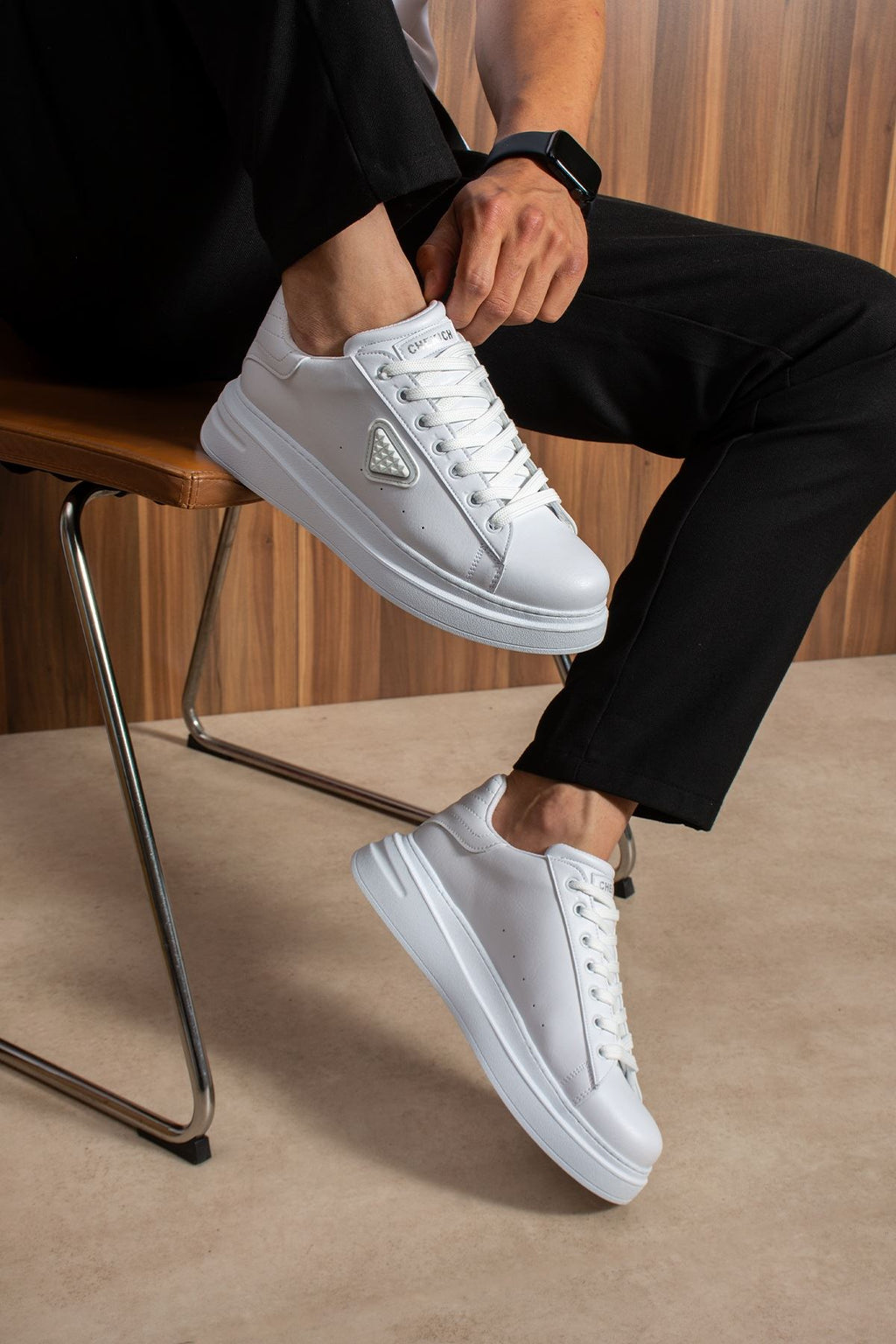 ZRC2535 - Yüksek Kalite Trion Kalın Taban Erkek Beyaz Sneakers