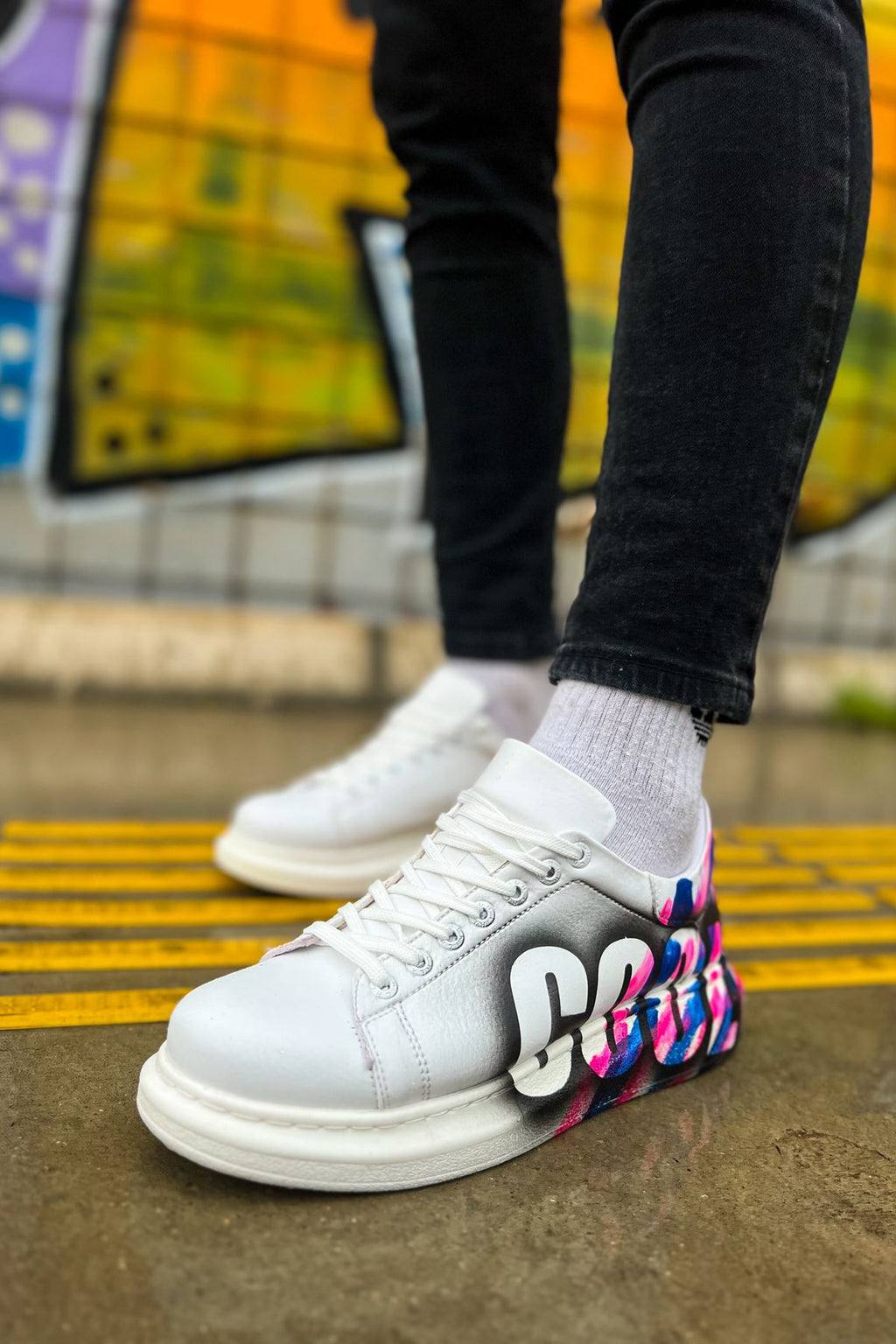 Pittura Özel Baskılı Erkek Sneaker Mavi Cool