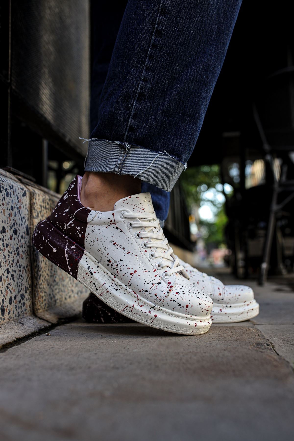 Pittura Özel Baskılı Erkek Sneaker Beyaz Mor