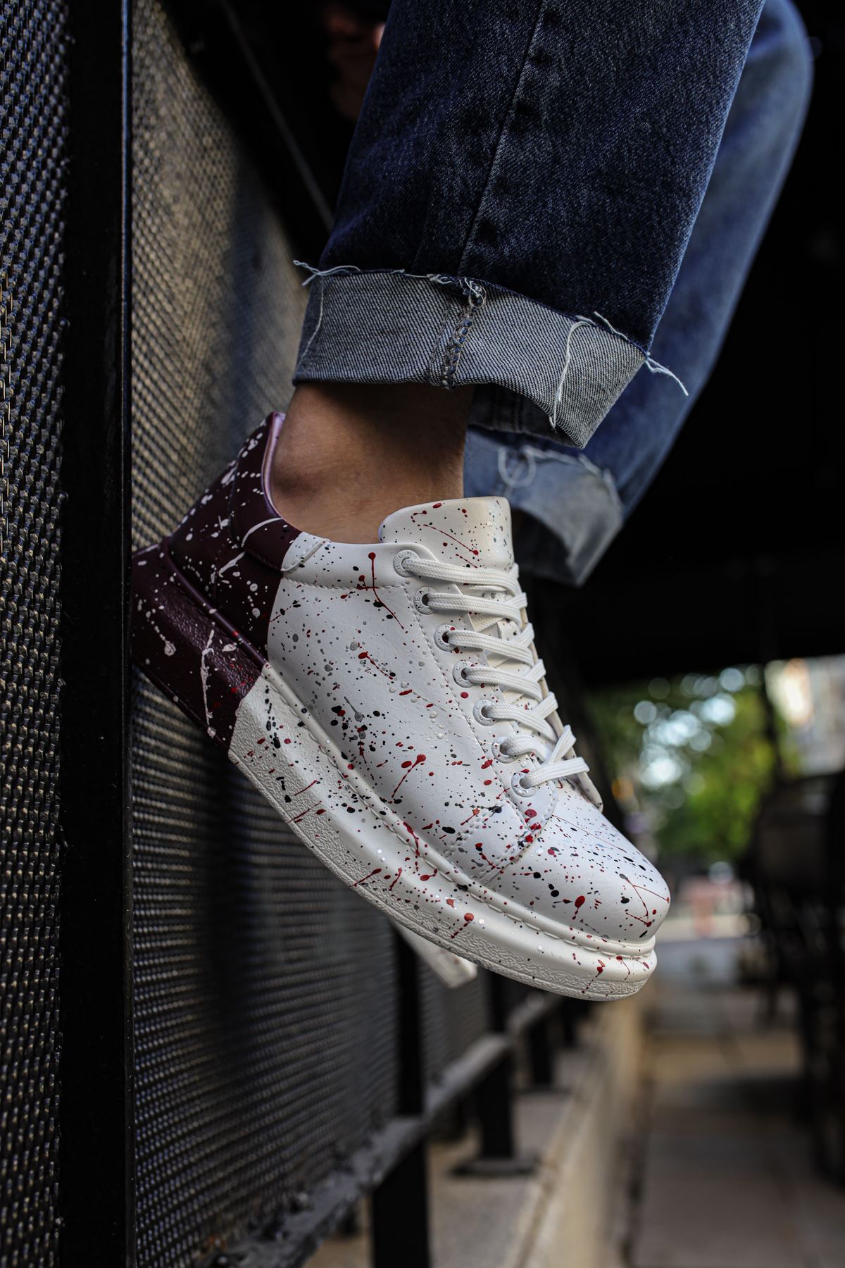 Pittura Özel Baskılı Erkek Sneaker Beyaz Mor