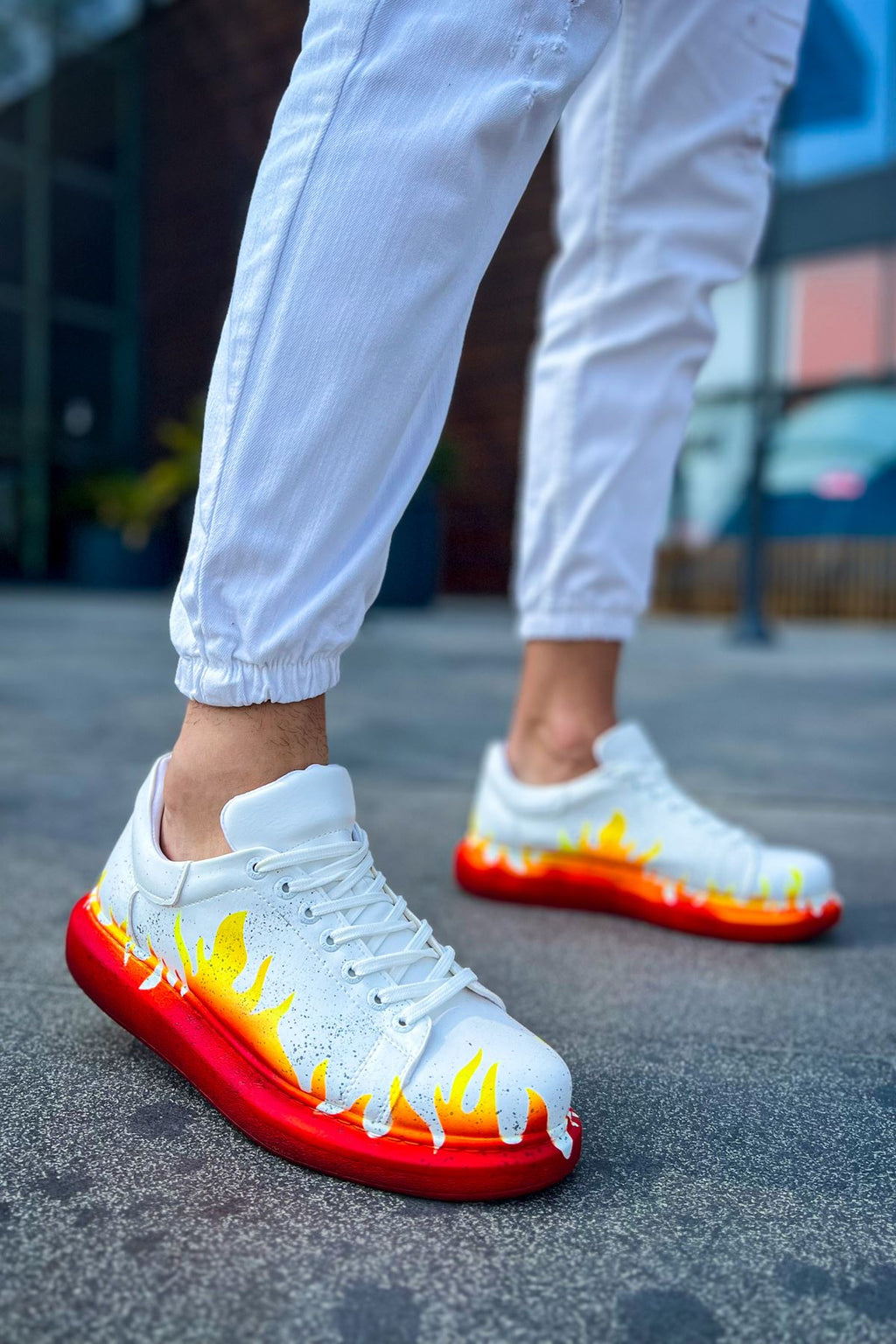 Pittura Özel Baskılı Erkek Sneaker Kırmızı Alev