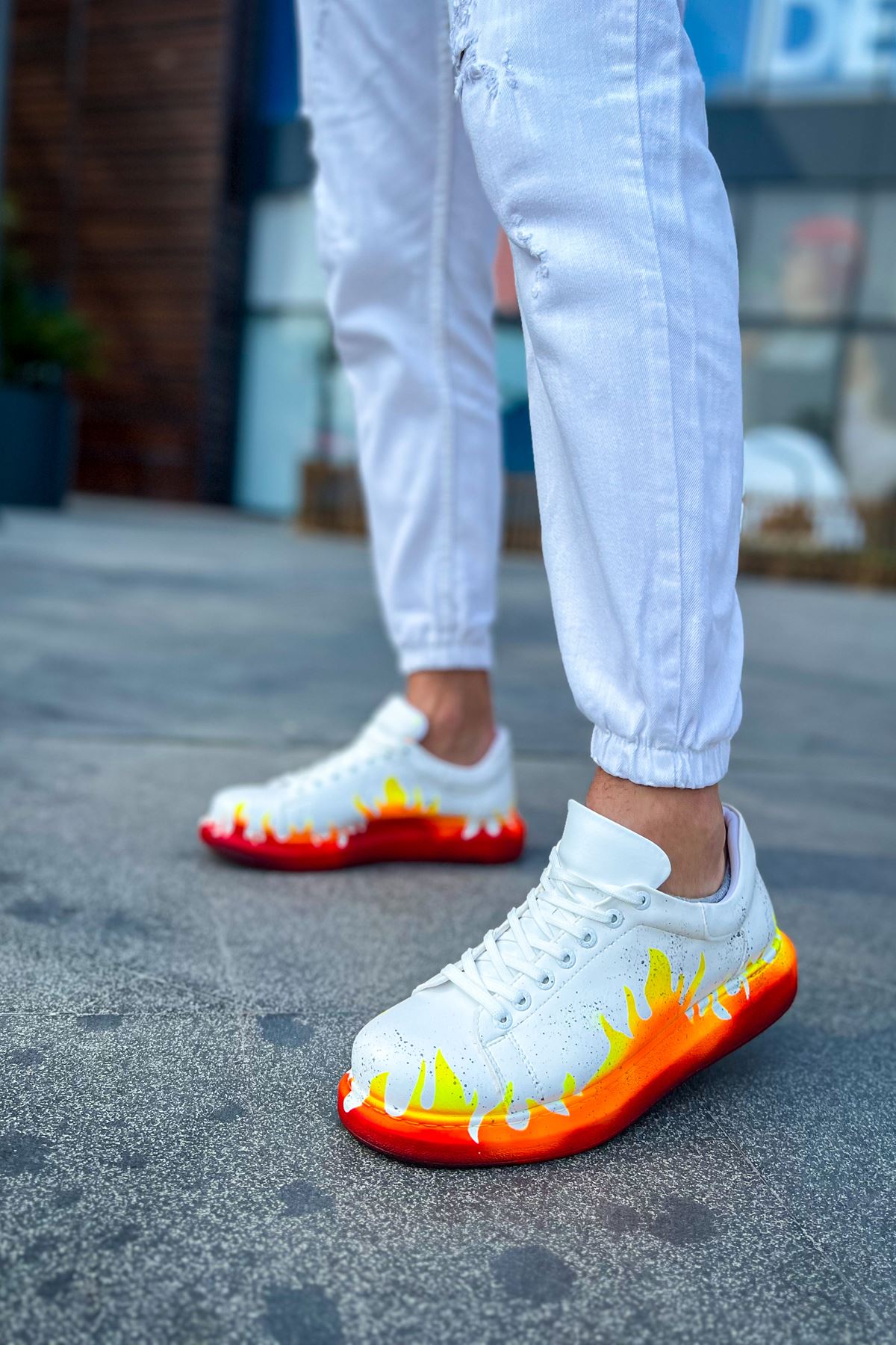 Pittura Özel Baskılı Erkek Sneaker Kırmızı Alev