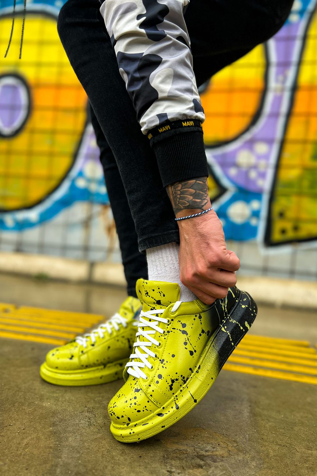 Pittura Özel Baskılı Erkek Sneaker Yeşil Splush