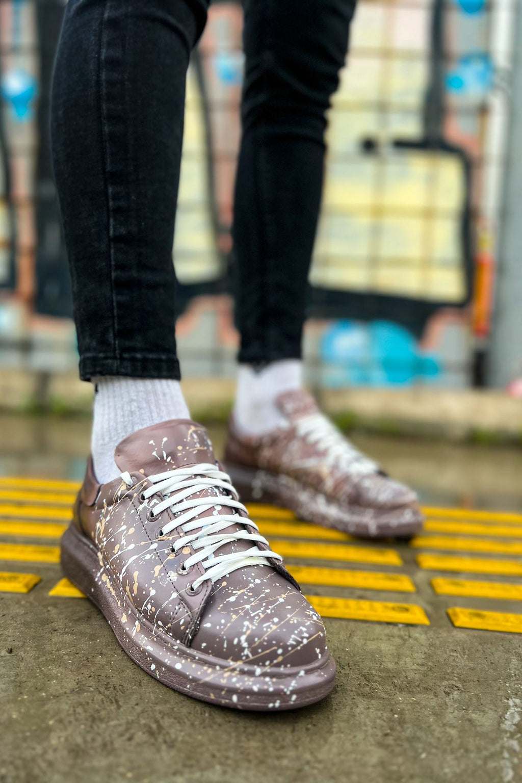 Pittura Özel Baskılı Erkek Sneaker Kahve Splush