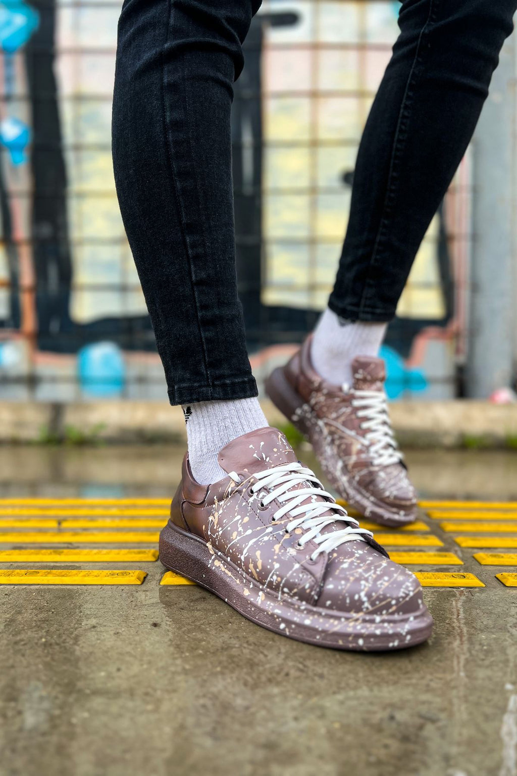 Pittura Özel Baskılı Erkek Sneaker Kahve Splush