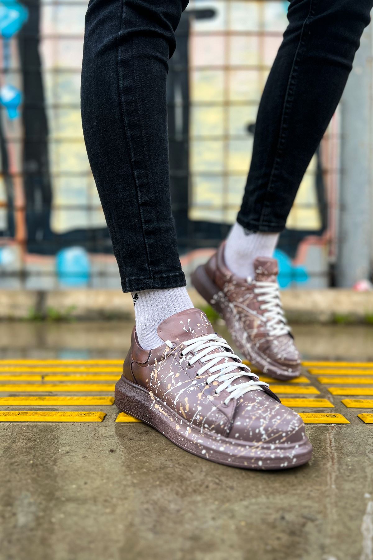 Pittura Özel Baskılı Erkek Sneaker Kahve Splush