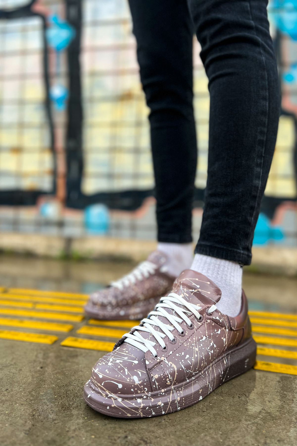 Pittura Özel Baskılı Erkek Sneaker Kahve Splush