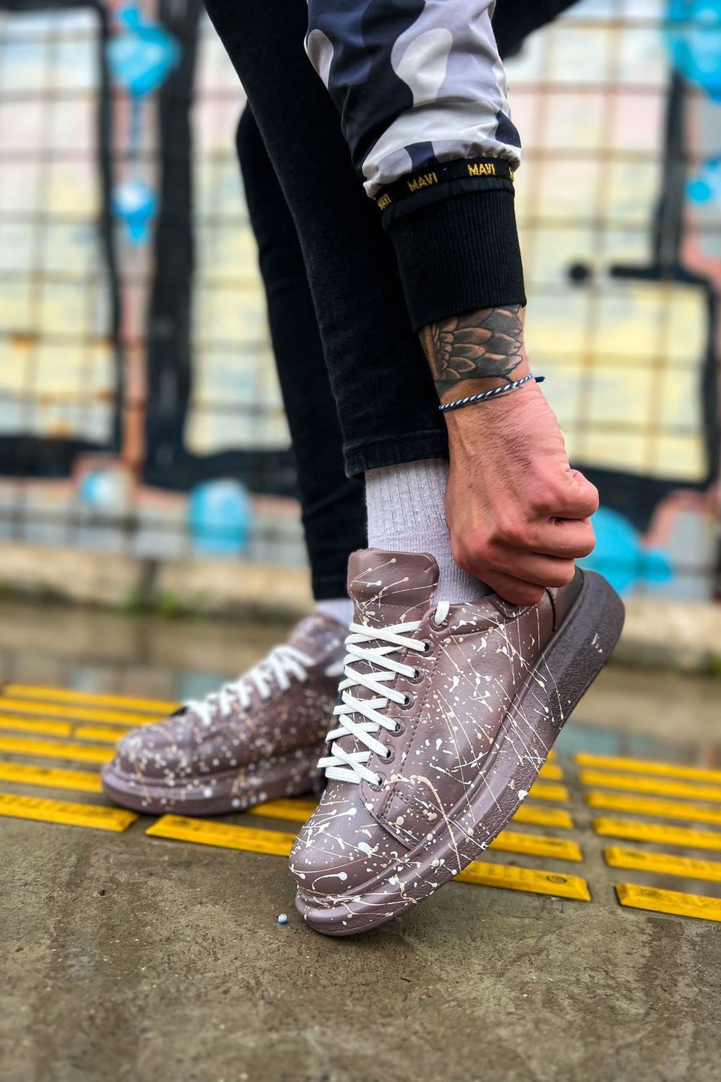 Pittura Özel Baskılı Erkek Sneaker Kahve Splush