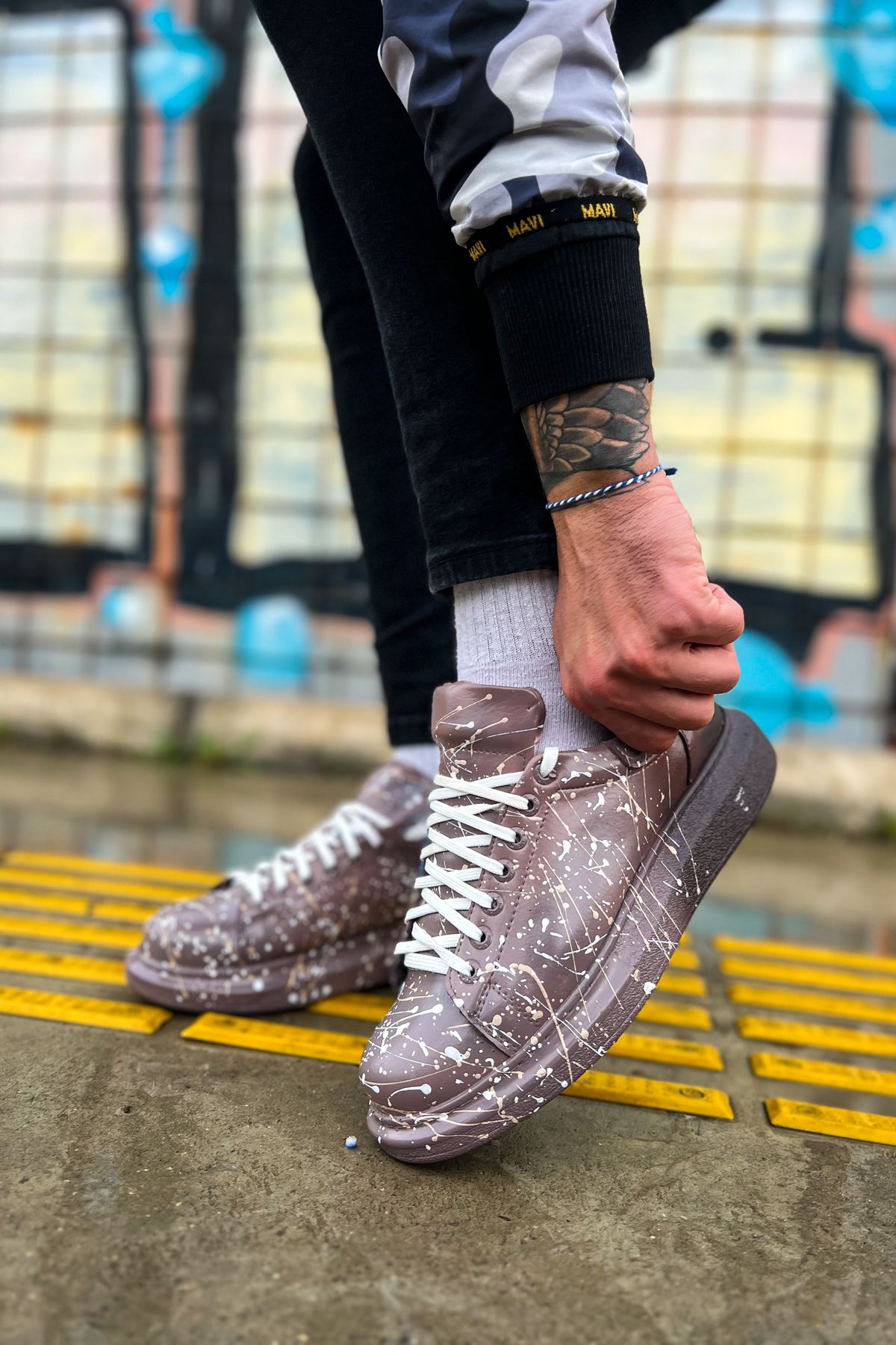 Pittura Özel Baskılı Erkek Sneaker Kahve Splush