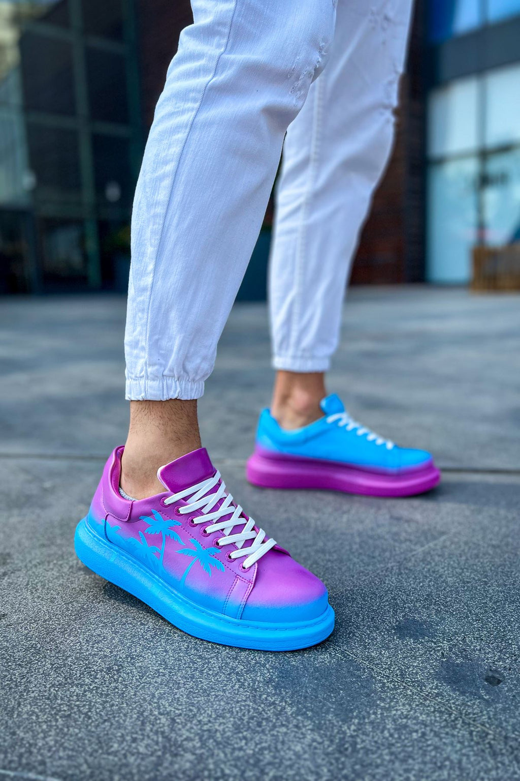 Pittura Özel Baskılı Erkek Sneaker Mavi Mor