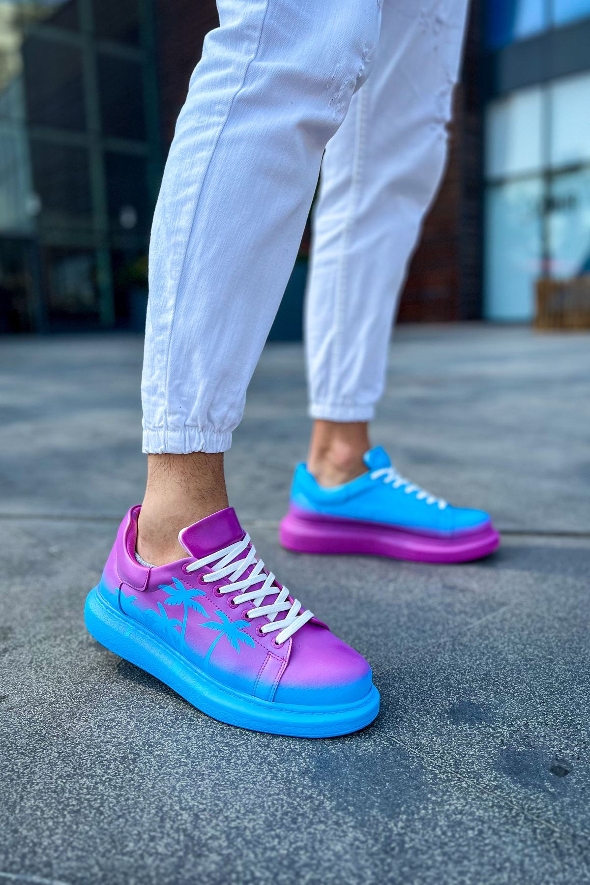 Pittura Özel Baskılı Erkek Sneaker Mavi Mor