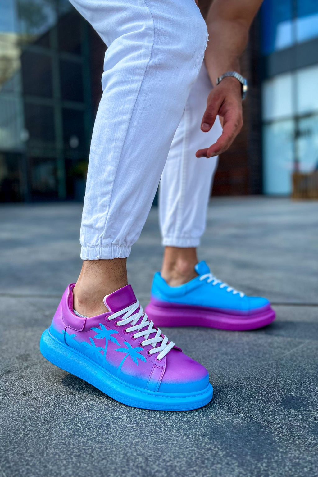 Pittura Özel Baskılı Erkek Sneaker Mavi Mor