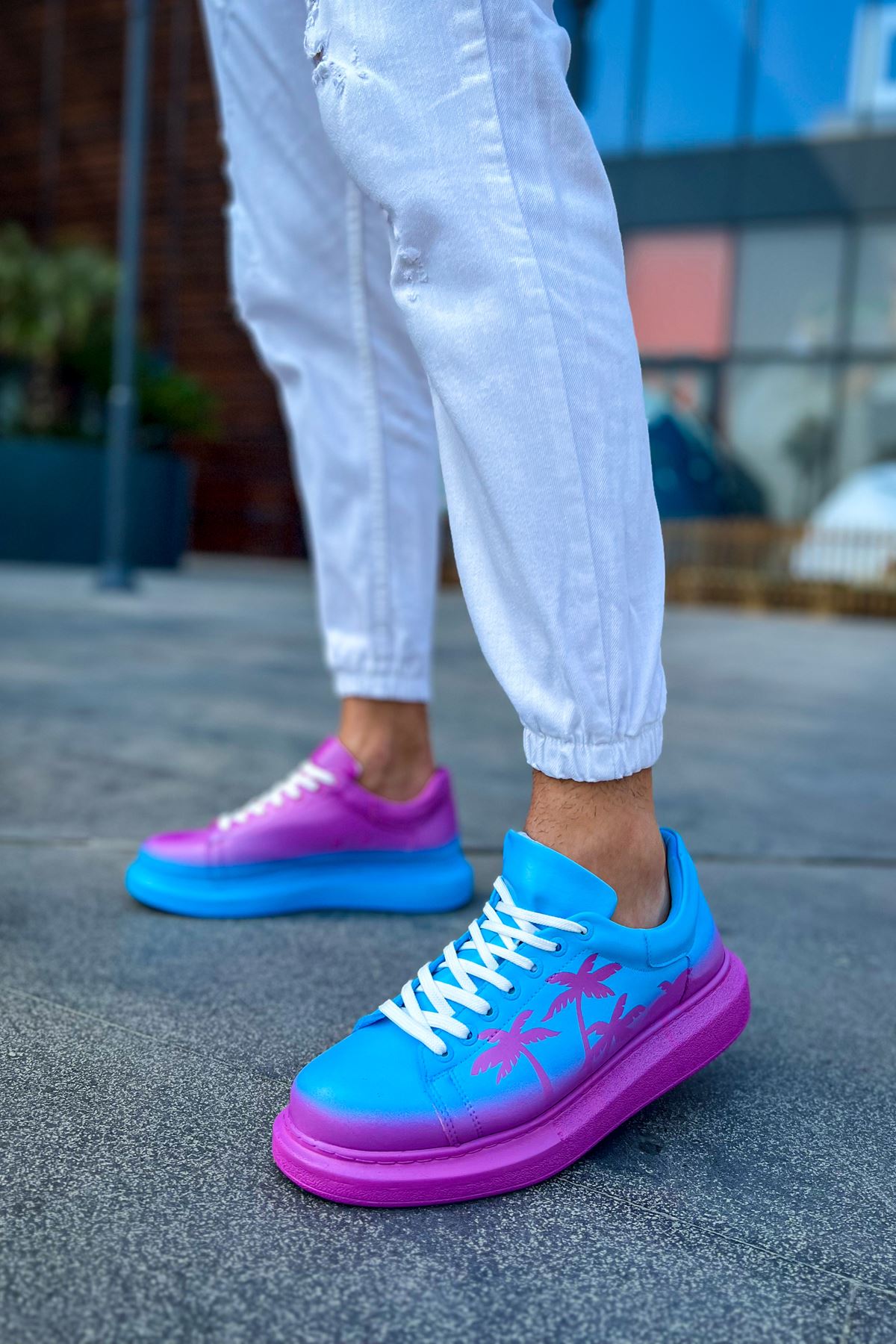 Pittura Özel Baskılı Erkek Sneaker Mavi Mor