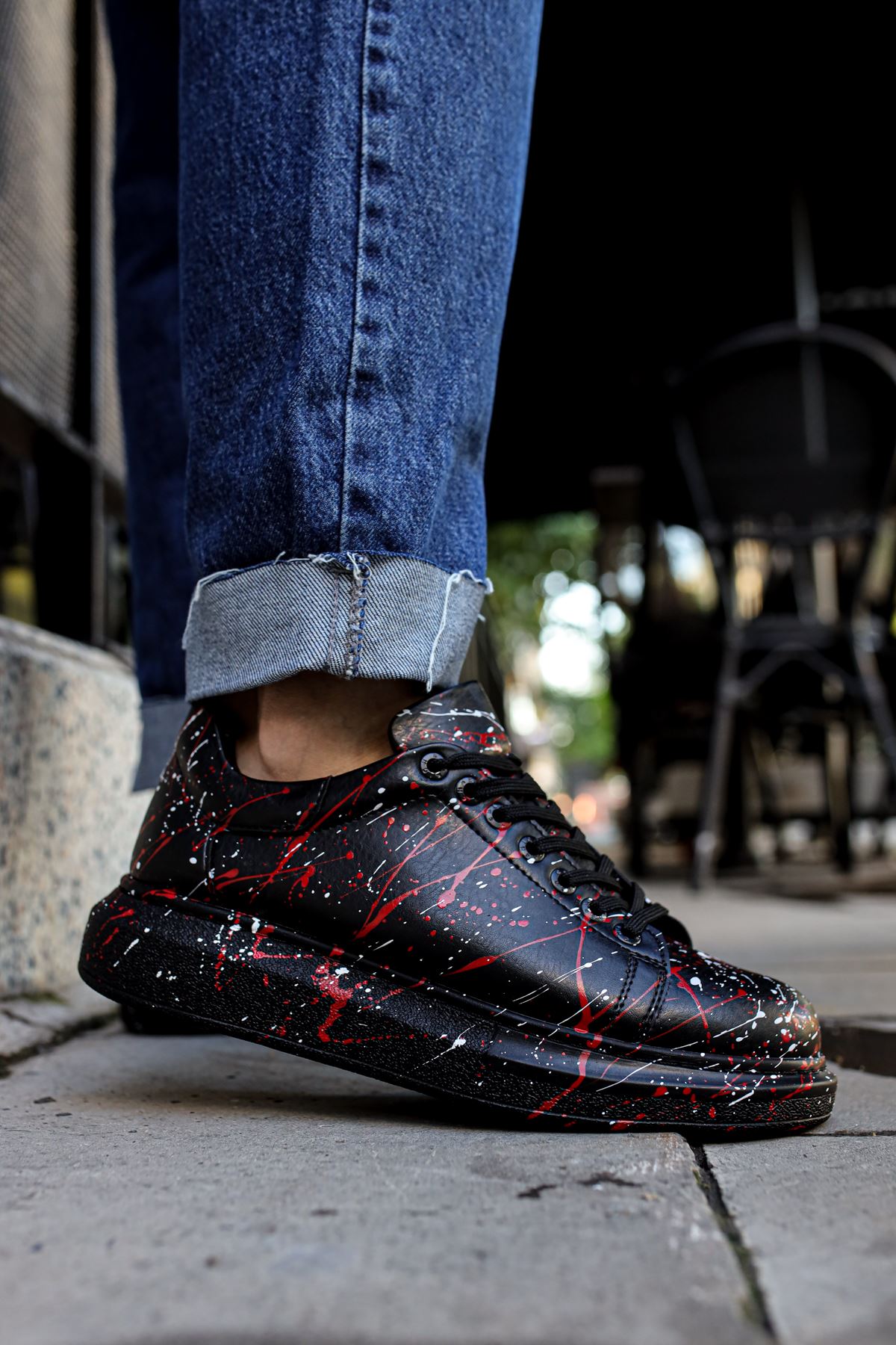 Pittura Özel Baskılı Erkek Sneaker Kırmızı Splush