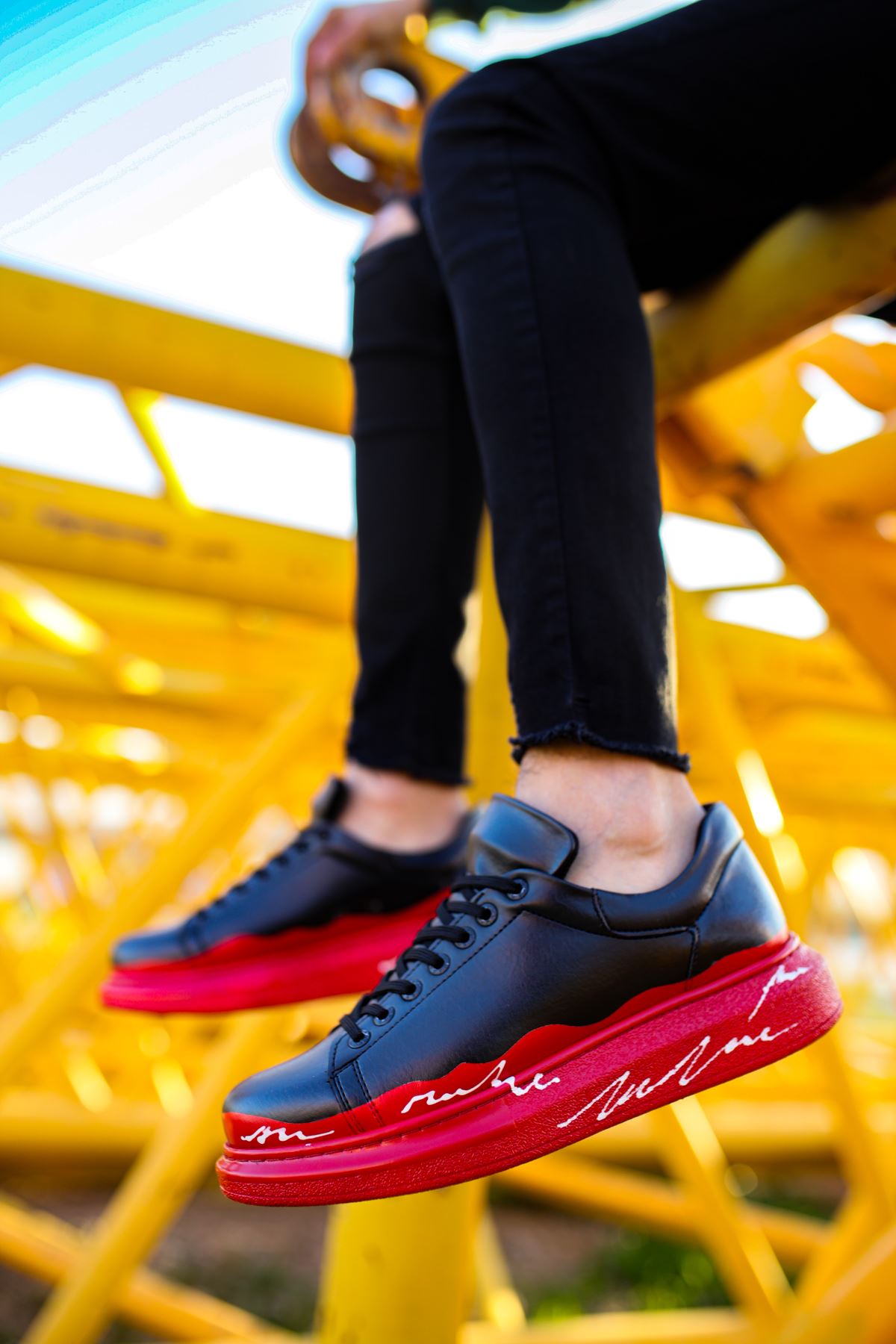 Pittura Özel Baskılı Erkek Sneaker Kırmızı Beyaz