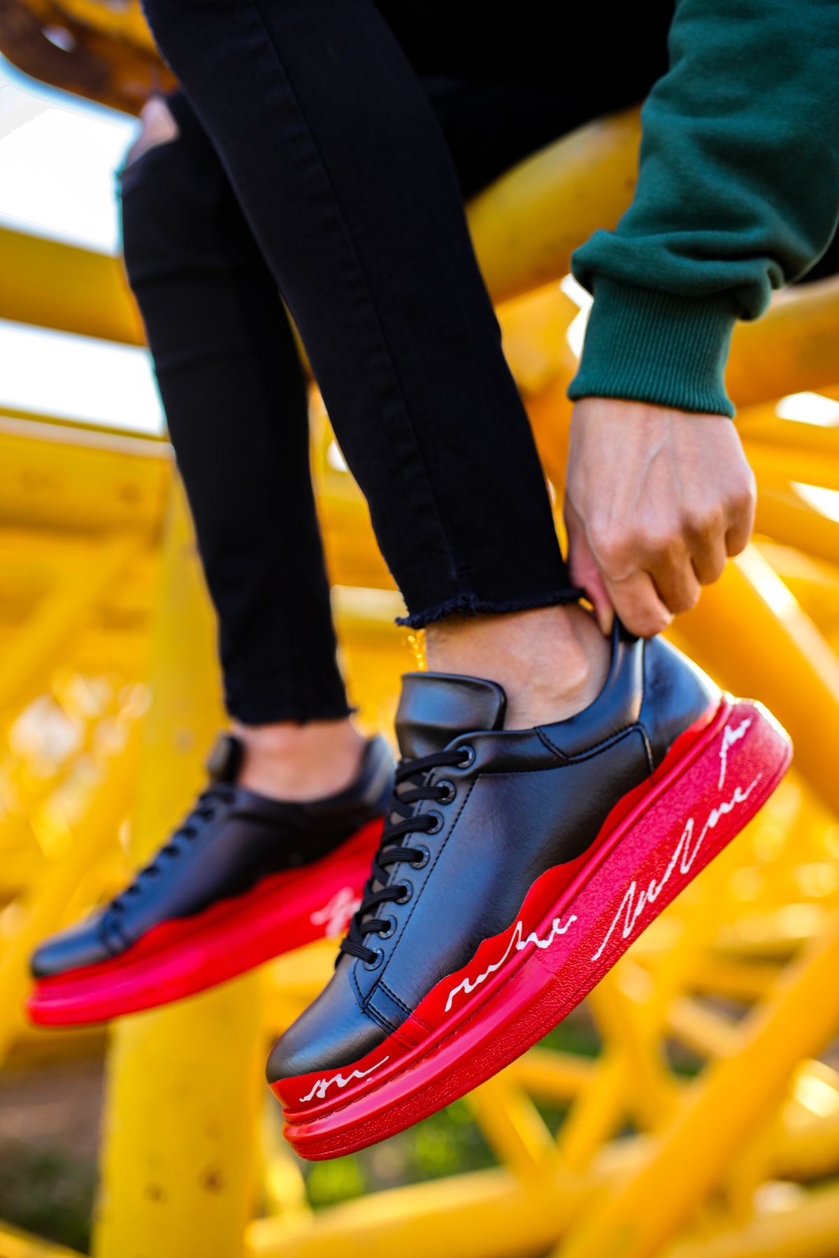 Pittura Özel Baskılı Erkek Sneaker Kırmızı Beyaz