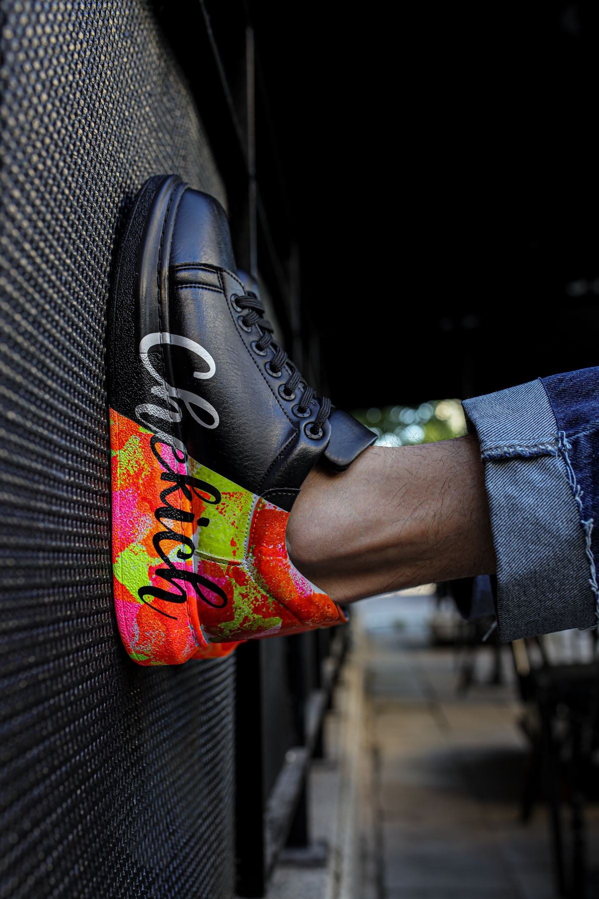 Pittura Özel Baskılı Erkek Sneaker Siyah Sarı