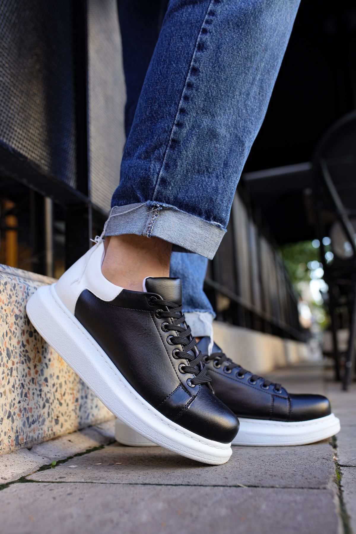 Estrella Premium Erkek Sneaker Siyah Beyaz