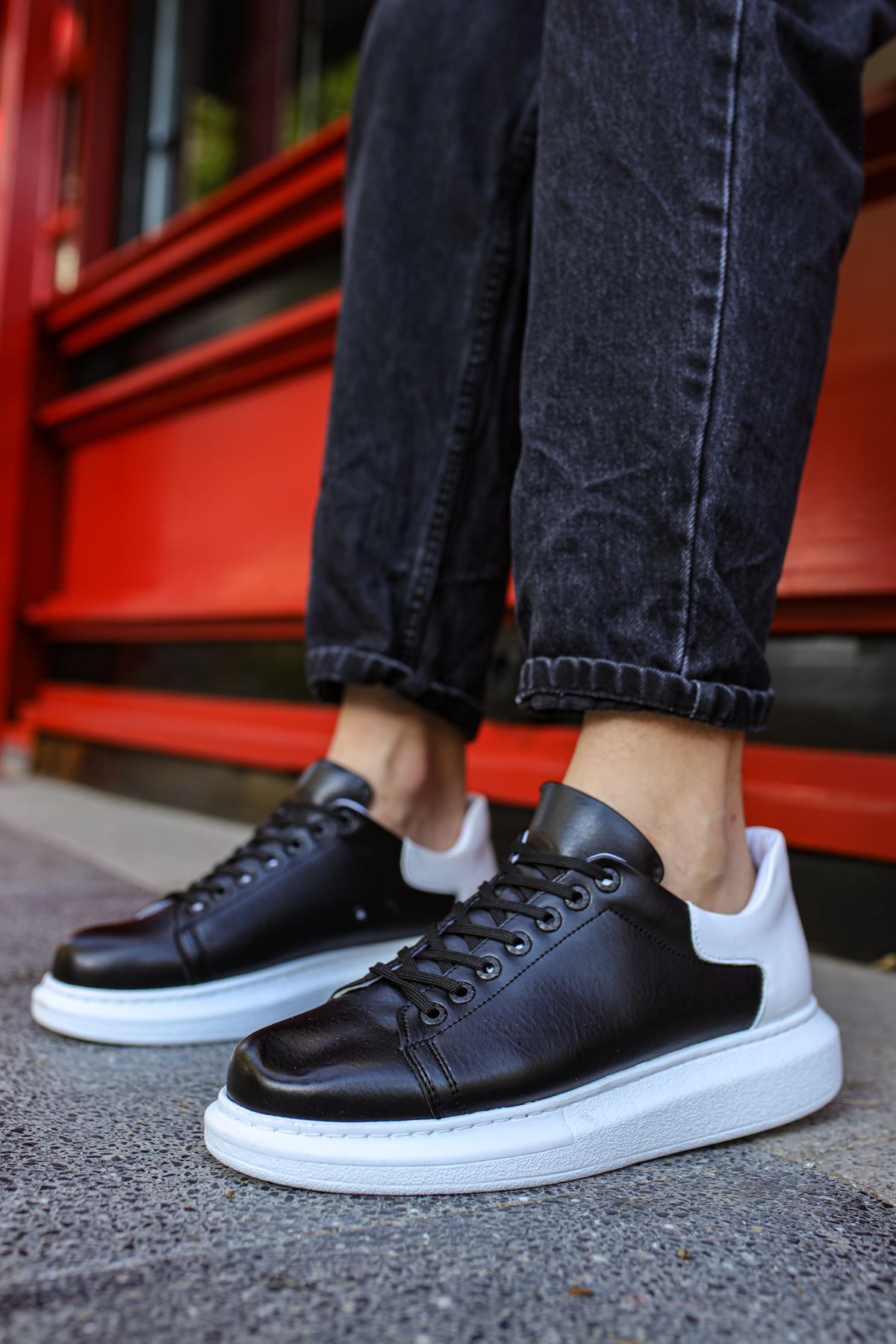 Estrella Premium Erkek Sneaker Siyah Beyaz