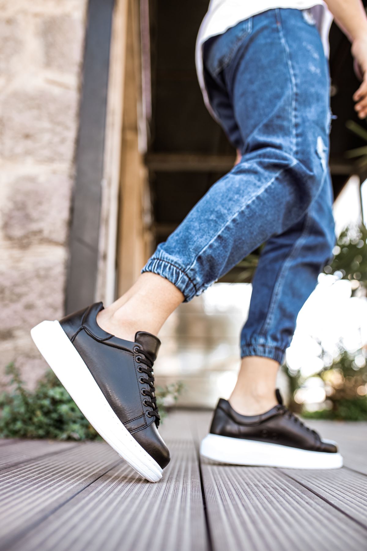 Estrella Premium Erkek Sneaker Siyah Beyaz
