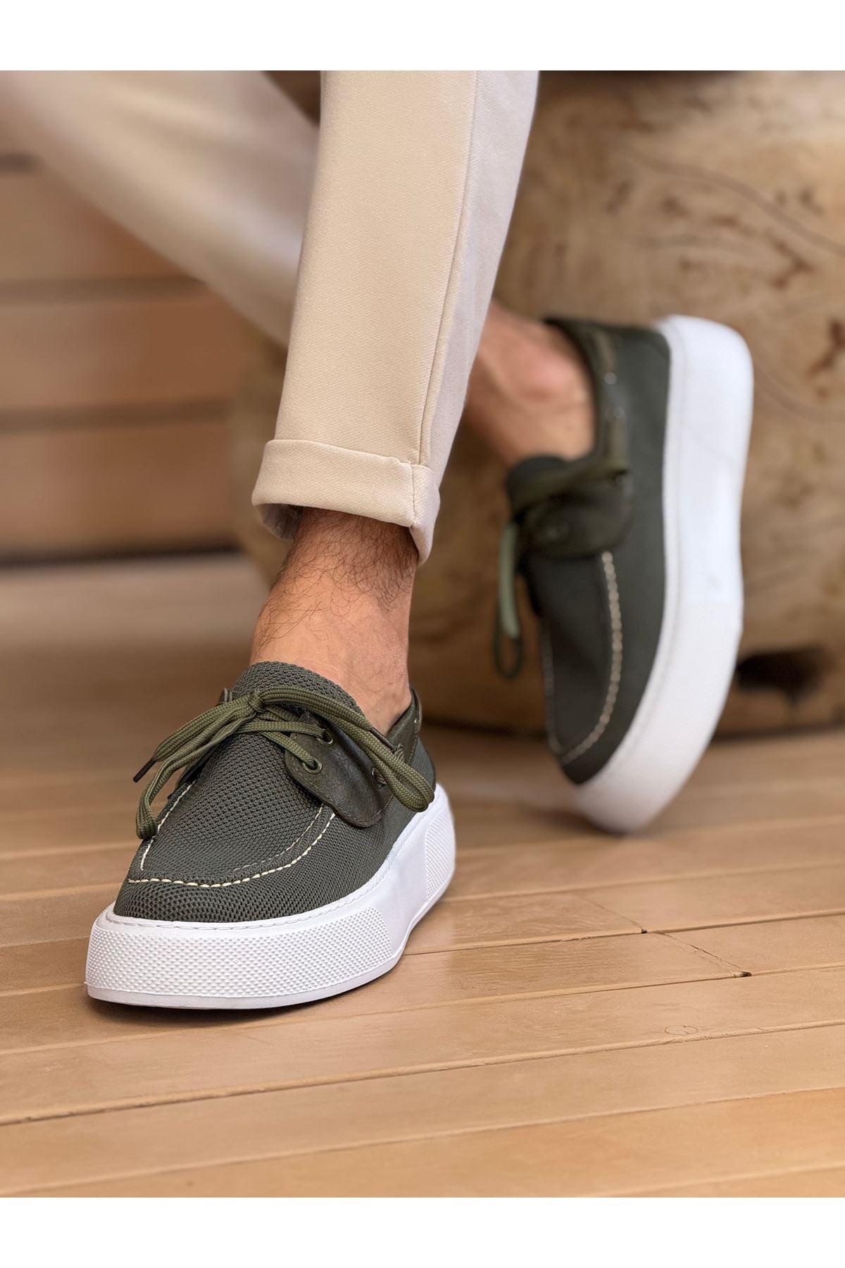 Torento Premium Triko Günlük Casual Erkek Ayakkabı Haki