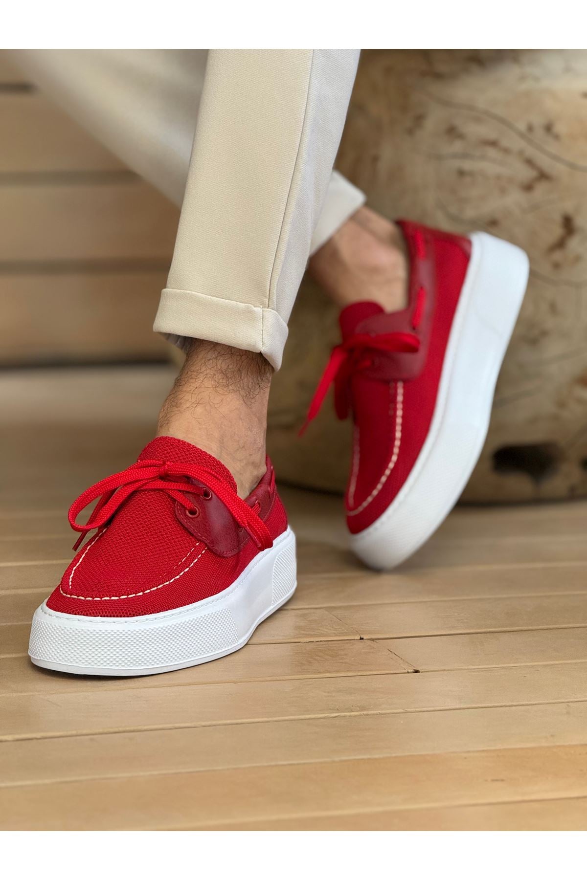 Torento Premium Triko Günlük Casual Erkek Ayakkabı Kırmızı