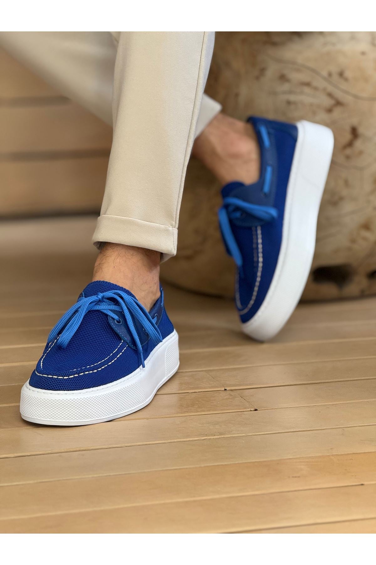 Torento Premium Triko Günlük Casual Erkek Ayakkabı Mavi