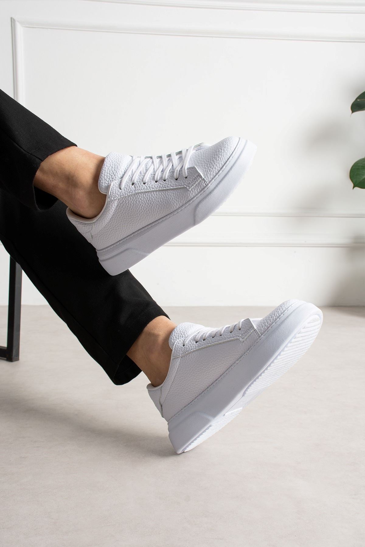 Focus Yüksek Kalite Bağcıklı Erkek Sneaker Beyaz