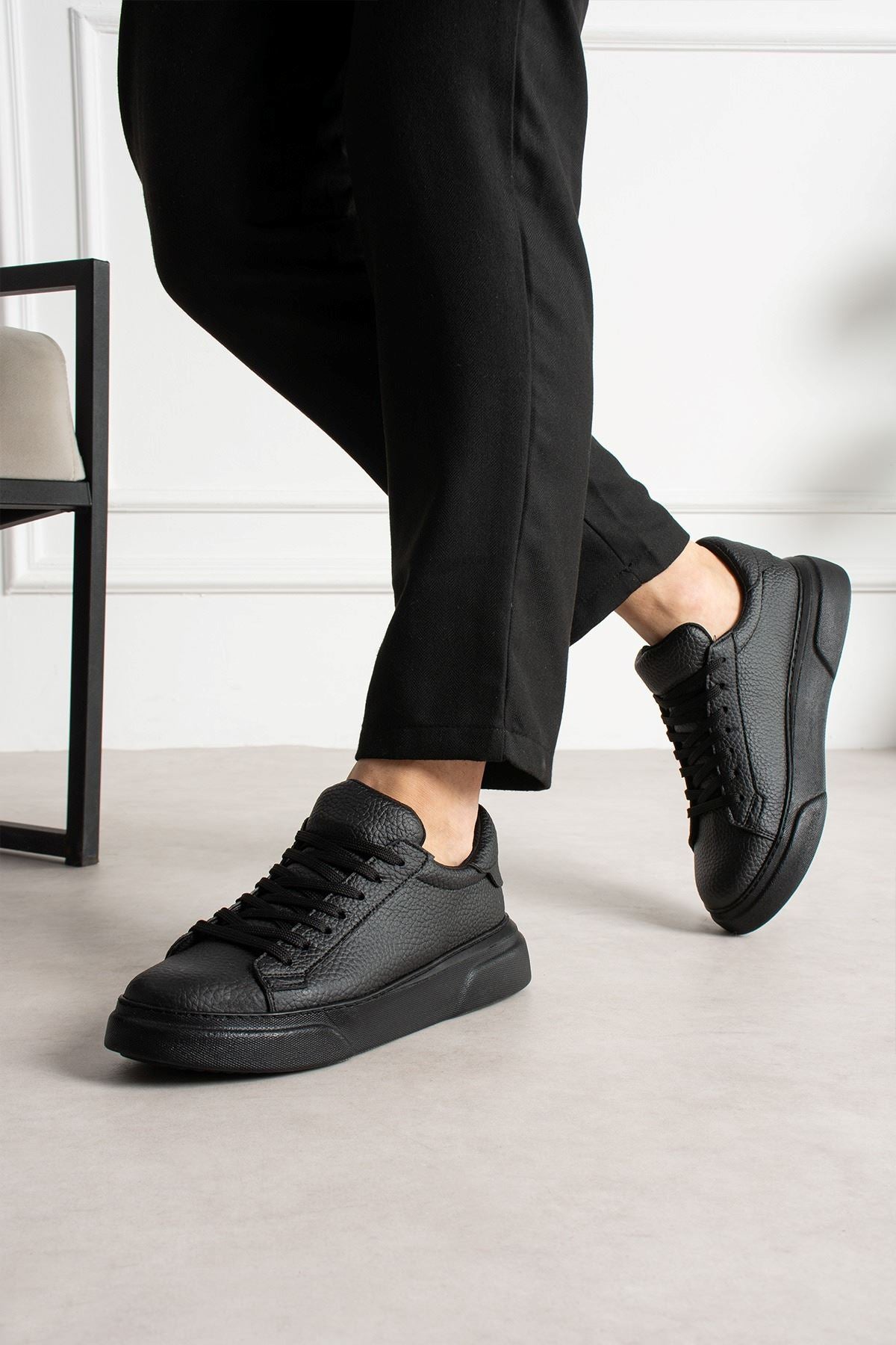 Focus Yüksek Kalite Bağcıklı Erkek Sneaker Siyah