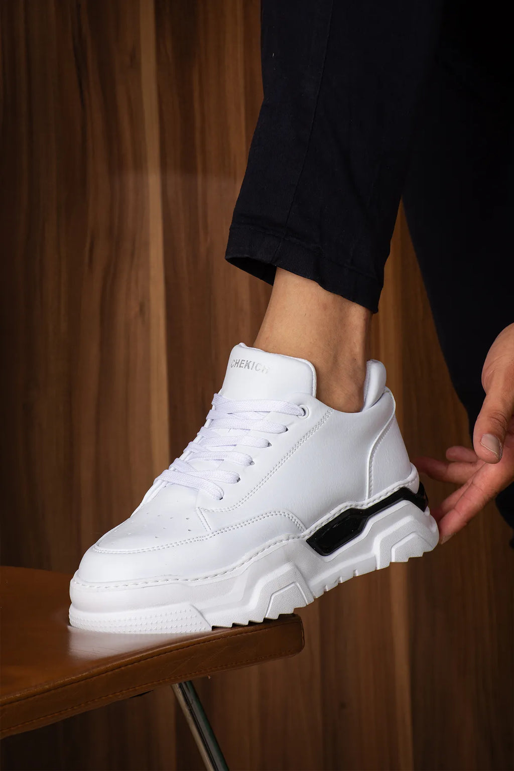 ZRC2615 - Premium Kalite Zyrox 5.5 cm Kalın Taban Erkek Sneakers Beyaz