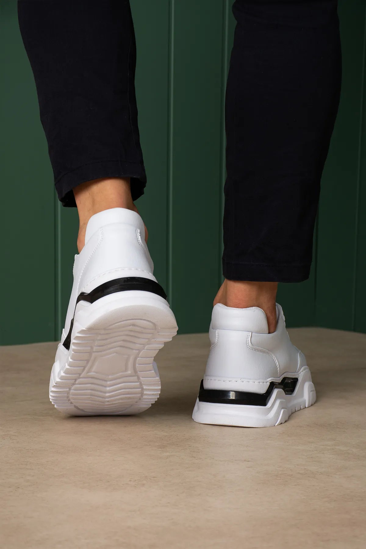 ZRC2615 - Premium Kalite Zyrox 5.5 cm Kalın Taban Erkek Sneakers Beyaz