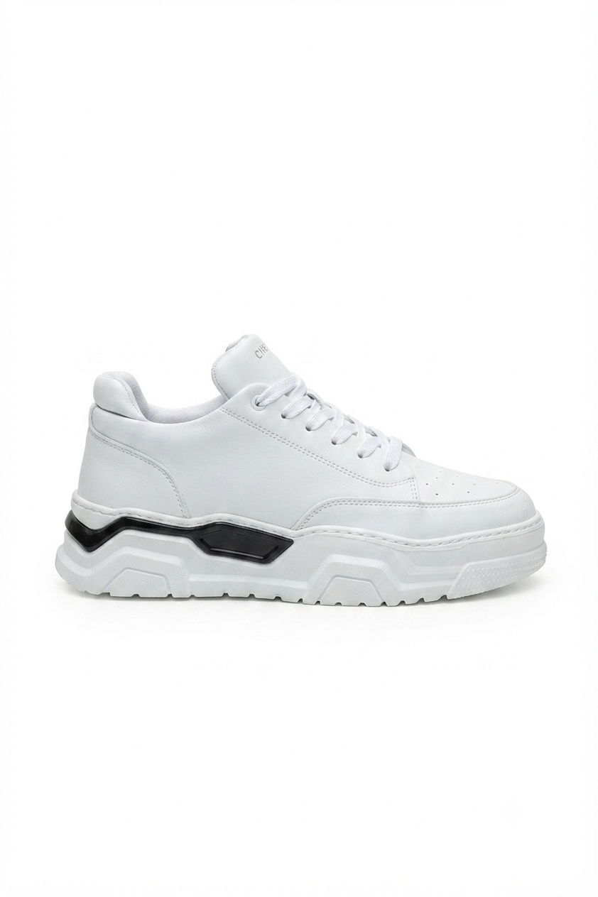ZRC2615 - Premium Kalite Zyrox 5.5 cm Kalın Taban Erkek Sneakers Beyaz