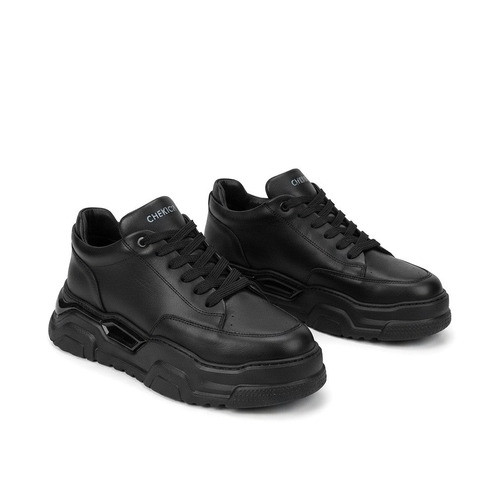 ZRC2615 - Premium Kalite Zyrox 5.5 cm Kalın Taban Erkek Sneakers Siyah