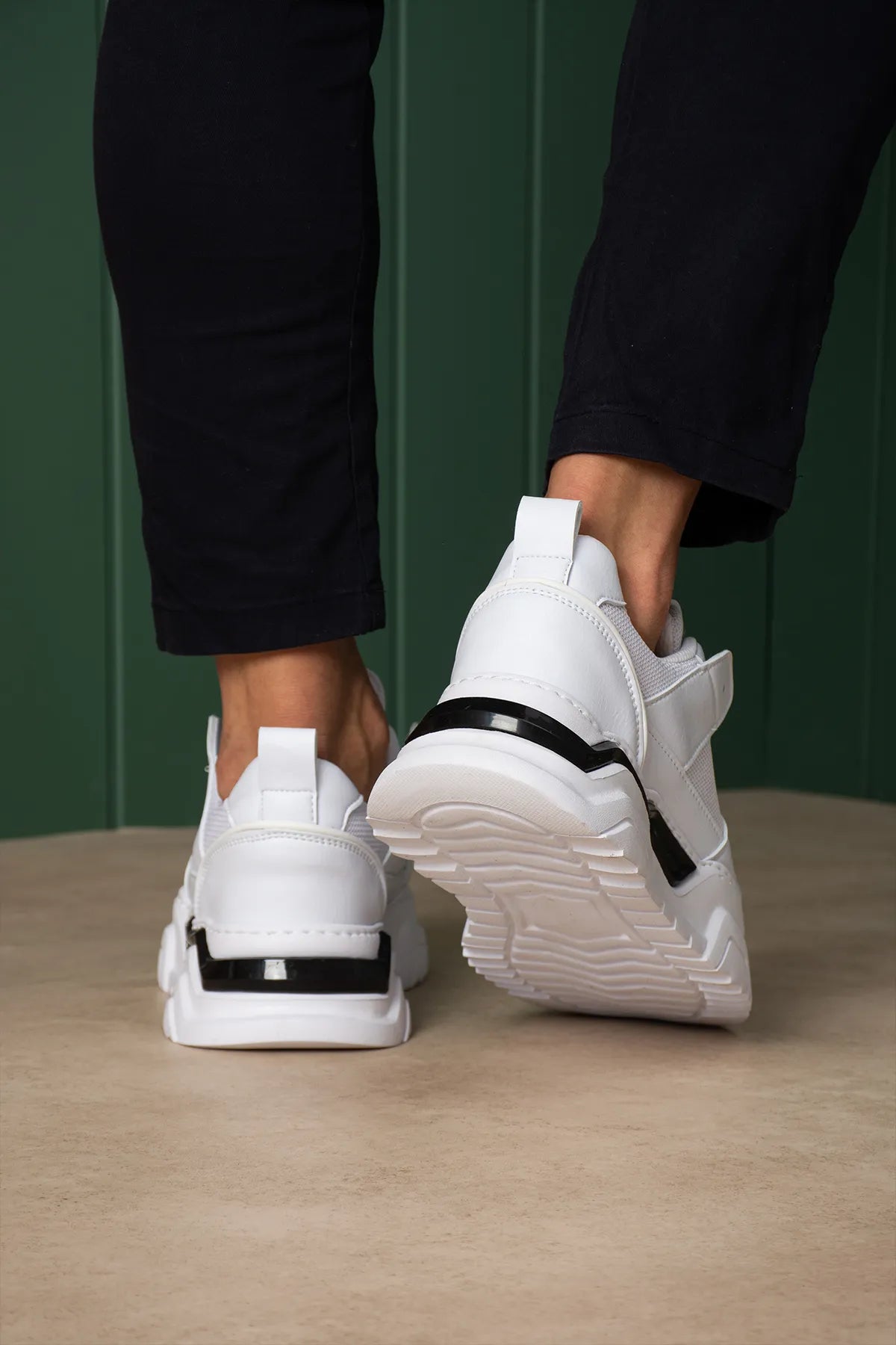 ZRC2617 - Premium Yüksek Kalite 5.5 cm Kalın Taban Erkek Sneaker Beyaz