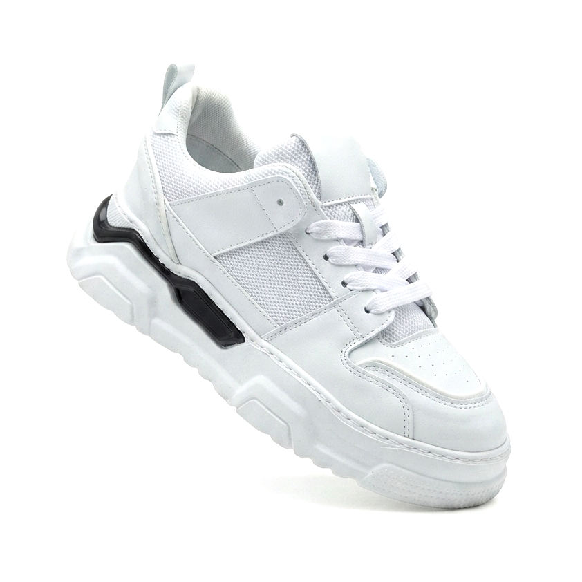 ZRC2617 - Premium Yüksek Kalite 5.5 cm Kalın Taban Erkek Sneaker Beyaz