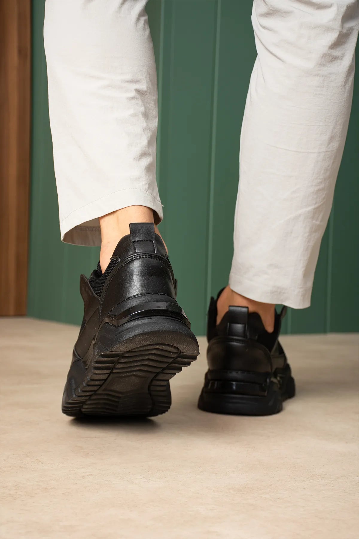 ZRC2617 - Premium Yüksek Kalite 5.5 cm Kalın Taban Erkek Sneaker Siyah