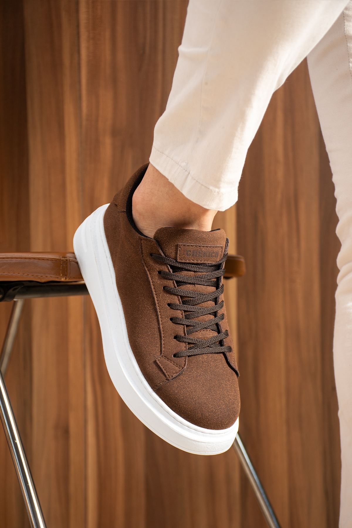 ZRC2623 - Yüksek Kalite Luxen Kalın Taban Süet Erkek Sneaker Acı Kahve